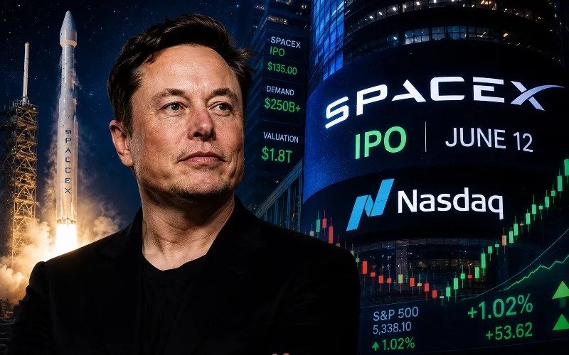 SpaceX estreia na bolsa com alta de 34% e atinge US$ 2,2 trilhões em valor